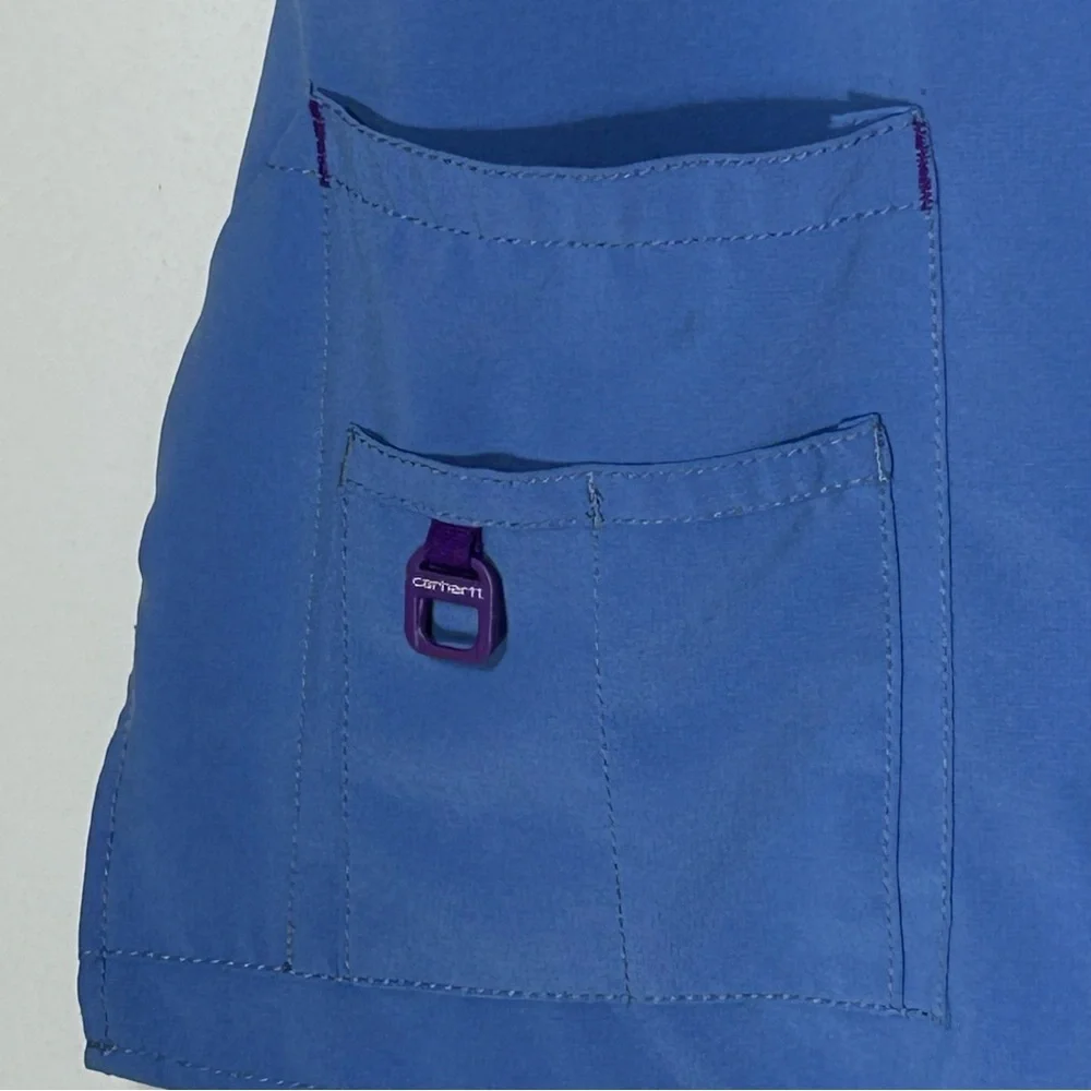 Carhartt Women's V-Neck Blueish Purple Short Sleeve Scrub Size M - Picture 2 of 9
